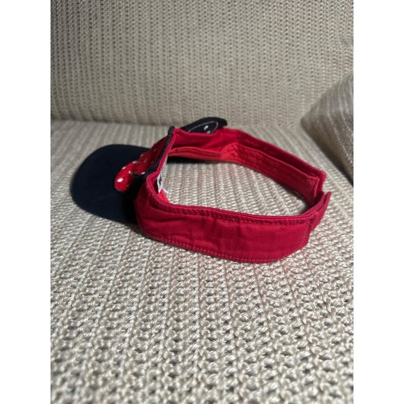 Disney Parks Minnie Mouse Red & Black Polka Dot Bow Visor Adult Size Adj Strap - Picture 5 of 6